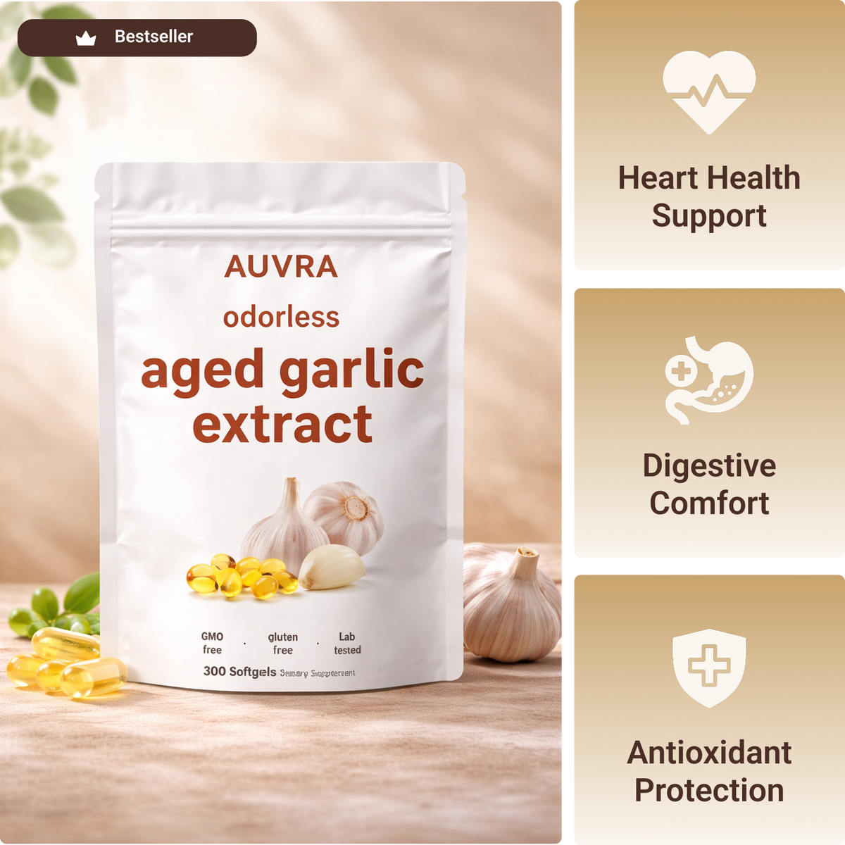 Odorless Aged Garlic Extract, 300 Softgels