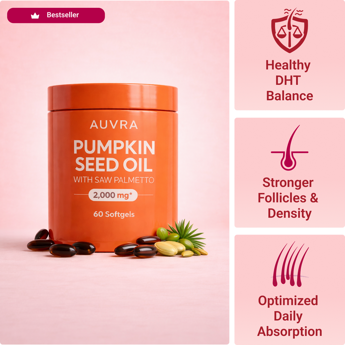 AUVRA®  Pumpkin Seed Oil Softgels